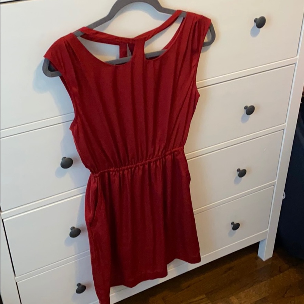 Red BCBGENERATION dress.